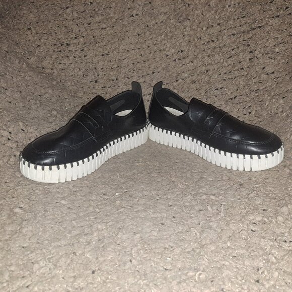 ILSE JACOBSEN-Platform Tulip Faux Black Leather Loafers-Sz 39-Excellent - Picture 4 of 8